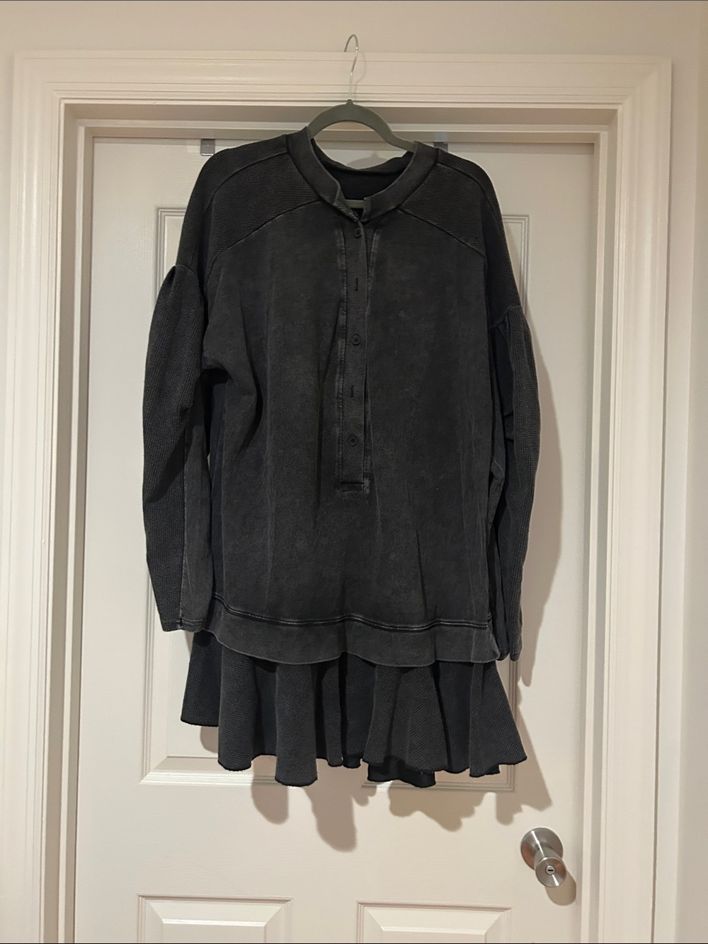 Women’s Dark Gray Button Henley oversized dress